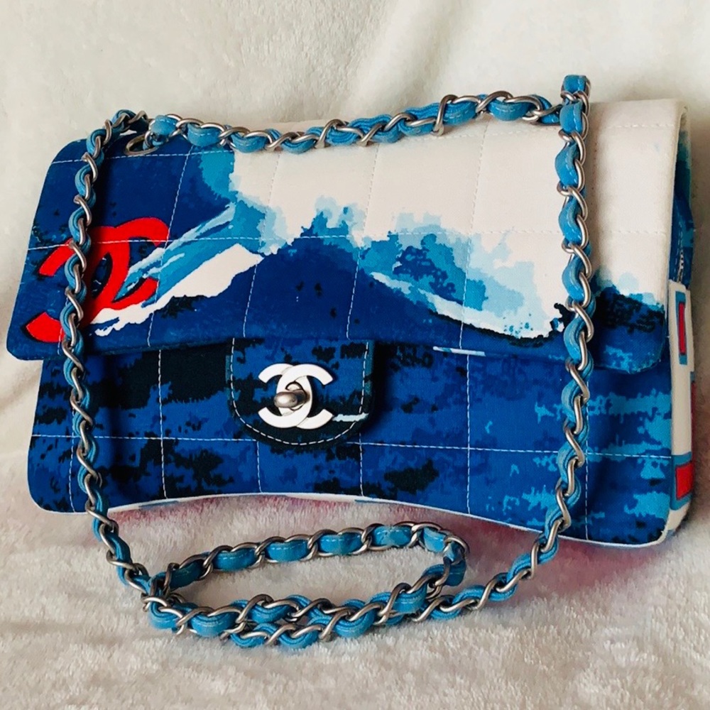 RARE!!! CHANEL Quilted Surf Multicolor Flap Bag